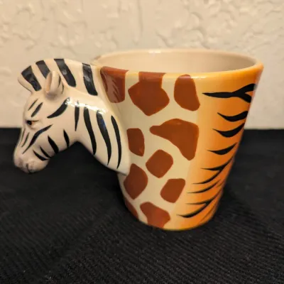 Ceramic Safari Animal Mug with Zebra Head Handle