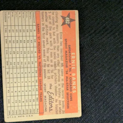 1958 Topps Ernie Banks #482 Sport Magazine All-Star Selection Baseball Card