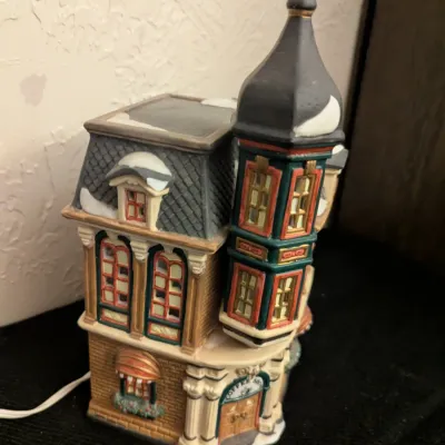 Snow village ceramic building Christmas village Coffee Shop- limited edition "Oh Well" 1993
