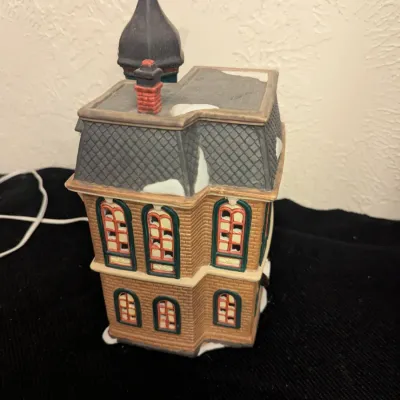 Snow village ceramic building Christmas village Coffee Shop- limited edition "Oh Well" 1993