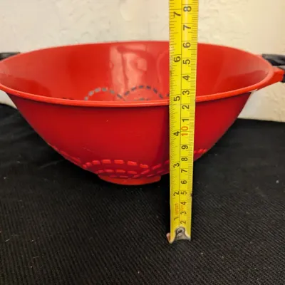 Farberware Red Plastic Colander with Black Handles