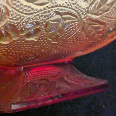 Vintage Amberina Glass Footed Square Bowl