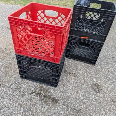 Vintage Plastic Milk Crates - Set of 4