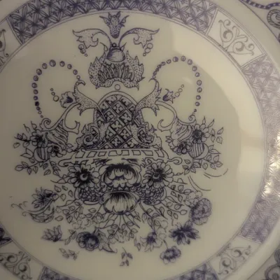 Set of 4 Vintage Blue and White Floral Ceramic Bowls