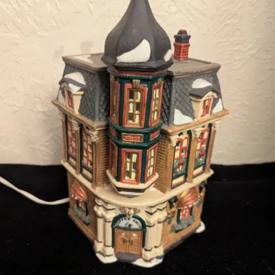 Snow village ceramic building Christmas village Coffee Shop- limited edition "Oh Well" 1993