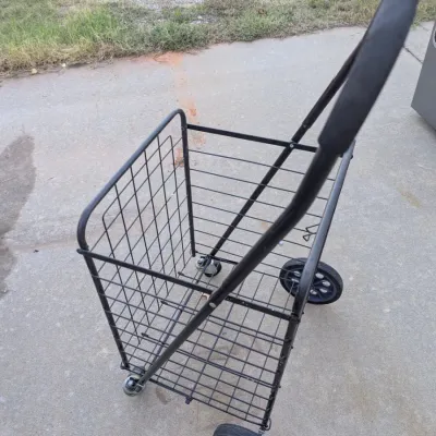 Folding Black Metal Utility Shopping Cart