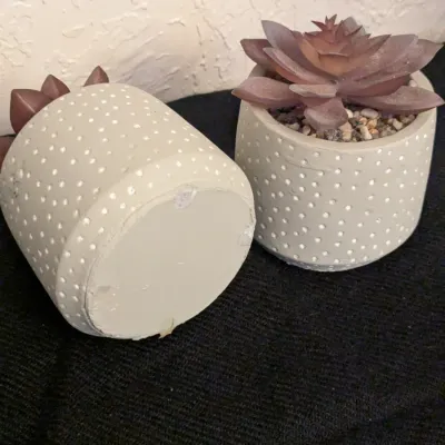 Pair of Faux Succulents in Dotted Cement Pots
