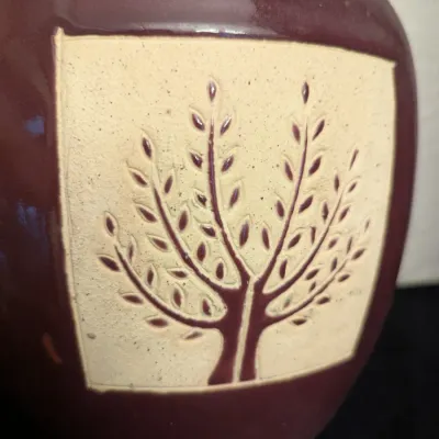 Glazed Ceramic Tree Motif Planter / Vase