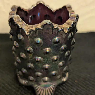 Fenton Amethyst Carnival Glass Hobnail Toothpick Holder