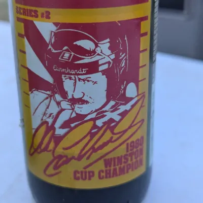 Vintage Dale Earnhardt Sun-Drop Bottles, Coca-Cola Bottles & Schlitz Can