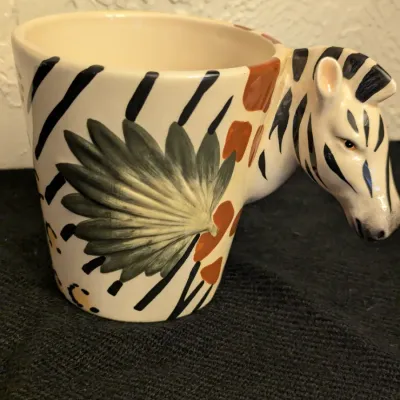Ceramic Safari Animal Mug with Zebra Head Handle