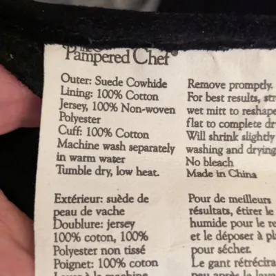 The Pampered Chef Black Suede BBQ Mitt (Style 2696)