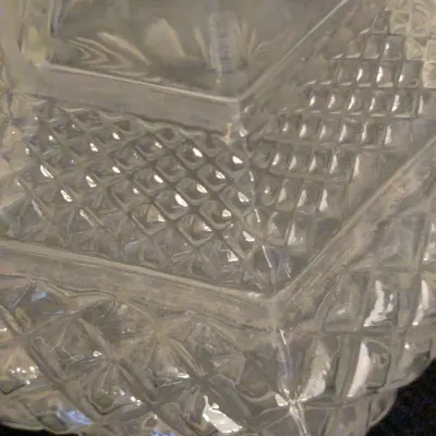 Vintage Pressed Glass Decanter Bottle with Diamond Pattern