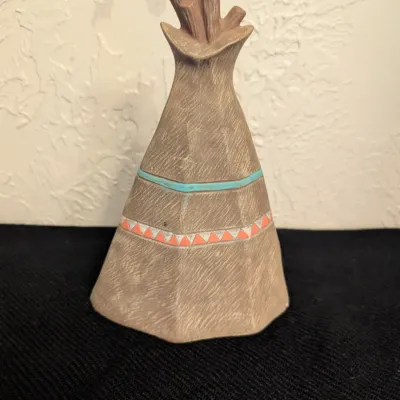 Vintage Ceramic Teepee Figurine with Angel Detail