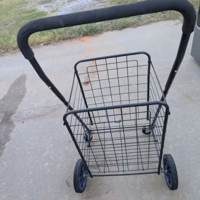 Folding Black Metal Utility Shopping Cart