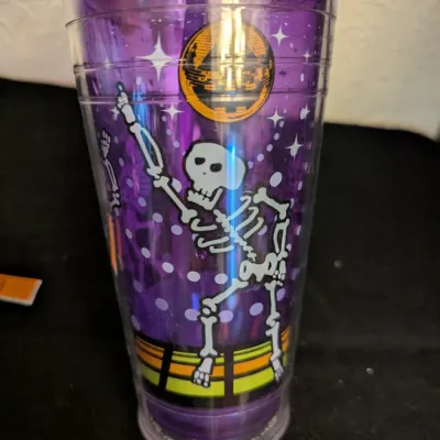 Cool Gear Purple Halloween Skeleton Tumbler with Straw