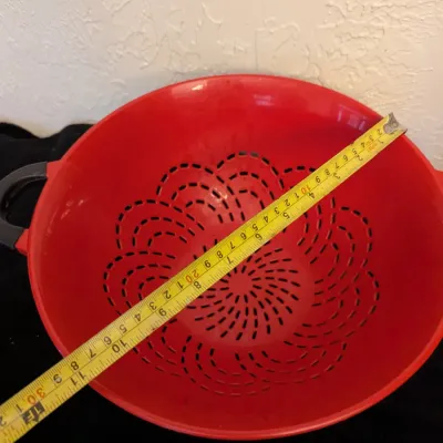 Farberware Red Plastic Colander with Black Handles