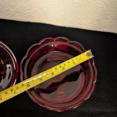 Fostoria Ruby Red Glass Coin Pattern Covered Candy Dish