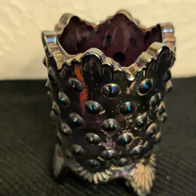 Fenton Amethyst Carnival Glass Hobnail Toothpick Holder