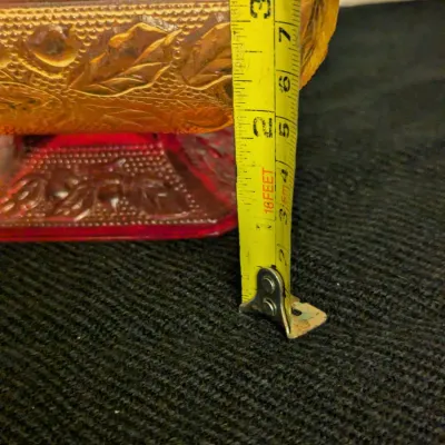 Vintage Amberina Glass Footed Square Bowl