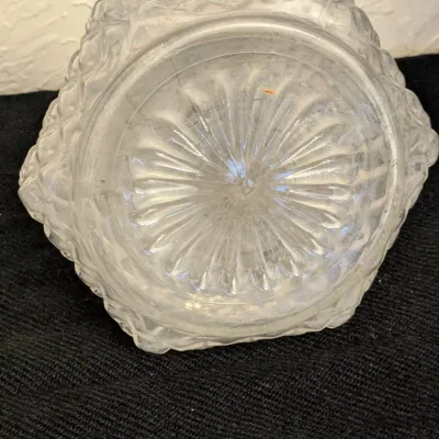 Vintage Pressed Glass Decanter Bottle with Diamond Pattern
