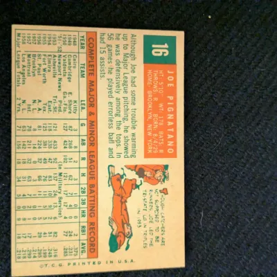 1959 Topps Joe Pignatano #16 Los Angeles Dodgers Baseball Card