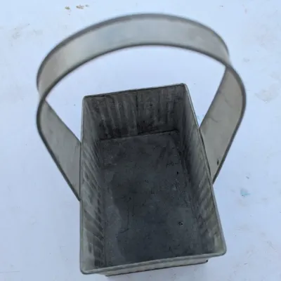 Rustic Galvanized Metal Basket with High Handle