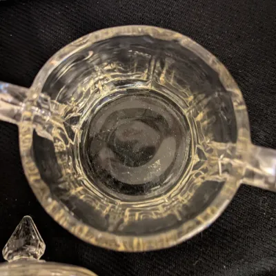 Vintage Clear Pressed Glass Lidded Sugar Bowl