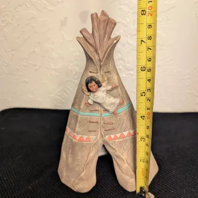 Vintage Ceramic Teepee Figurine with Angel Detail
