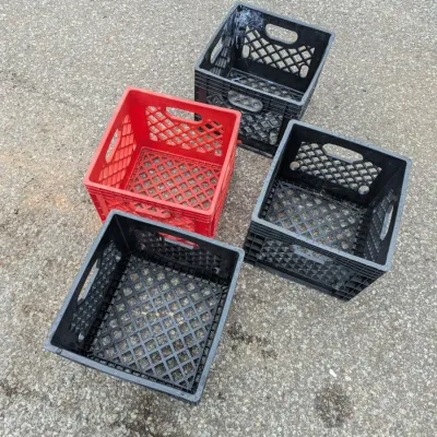 Vintage Plastic Milk Crates - Set of 4