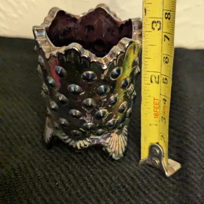 Fenton Amethyst Carnival Glass Hobnail Toothpick Holder