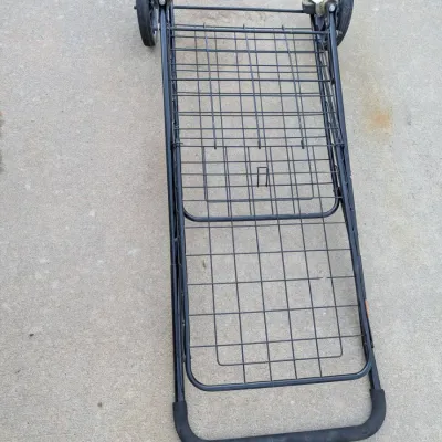Folding Black Metal Utility Shopping Cart