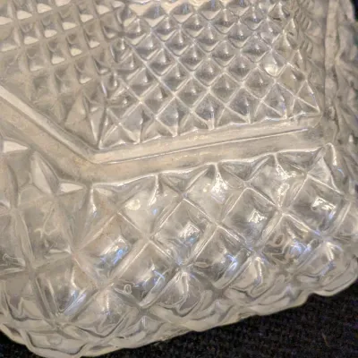 Vintage Pressed Glass Decanter Bottle with Diamond Pattern