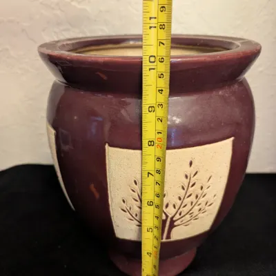 Glazed Ceramic Tree Motif Planter / Vase