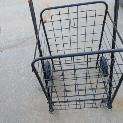Folding Black Metal Utility Shopping Cart