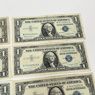 LOT 29: One Dollar U.S. Silver Certificate Bills (10) 1957