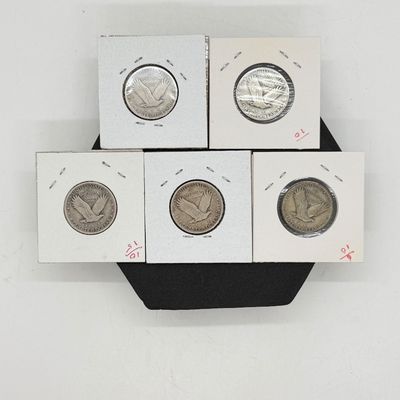 LOT 119:Five Standing Liberty 90% Silver US Quarters