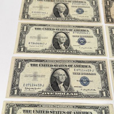 LOT 23: One Dollar U.S. Silver Certificate Bills (10) 1935