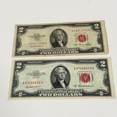 LOT 21: Collection of U.S. $2 Bills - One 1976 w/ First Day Stamp