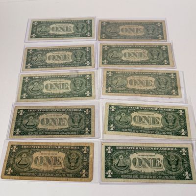 LOT 9: One Dollar Silver Certificate Bills (10) 1957