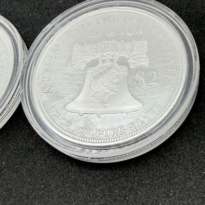 LOT 120: Two Cook Islands 1/2 Ounce .999 Fine Silver $2 American Double Eagle Coins