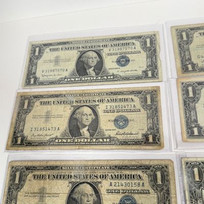 LOT 8: One Dollar Silver Certificate Bills (10) 1957