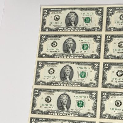 LOT 1: Uncut Sheet of 16 $2 Bills - 2013