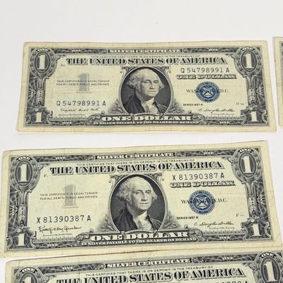 LOT 7: One Dollar Silver Certificate Bills (9) 1957