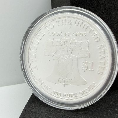 LOT 109: 2021 Cook Islands Morgan / Peace Dollar 100 Year Anniversary 1/2 Ounce .999 Fine Silver Commemorative Coin