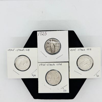 LOT 118: Four 1925 Standing Liberty 90% Silver US Quarters
