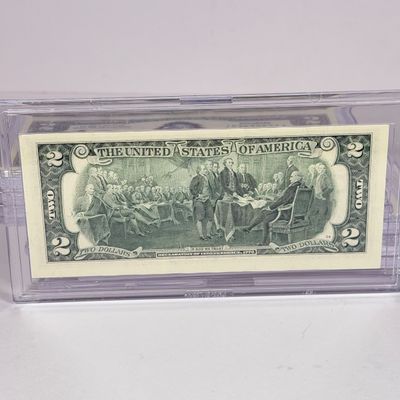 LOT 35: Collection of Ten Vintage $2 Bills with Aftermarket Art Depicting U.S. States in Cases - Wyoming, Oregon, Arizona and More