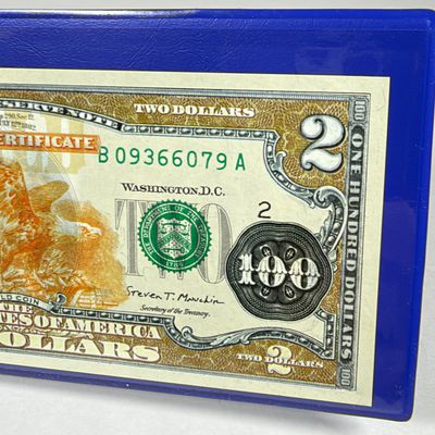LOT 41: Hybrid $2 Bill w. Commemorative Art Overlays in Cases w/ Certificates from Merrick Mint (4)