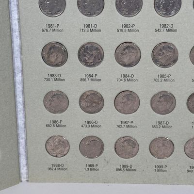 LOT 30: Roosevelt Dime Collection Book - 1965-1999 - Filled with Dimes (Non-Silver)