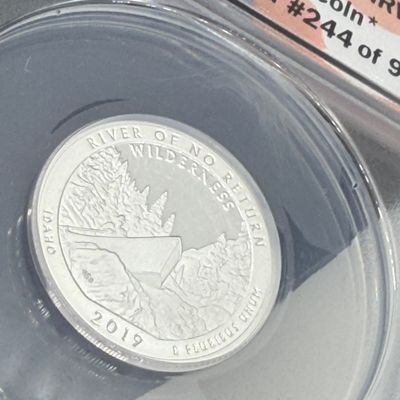 LOT 115: Three ANACS Graded PR70 DCAM and Slabbed 2019-S .999 Fine Silver US Coins - 2 Quarters, 1 Dime - All Certified # 244 of 973